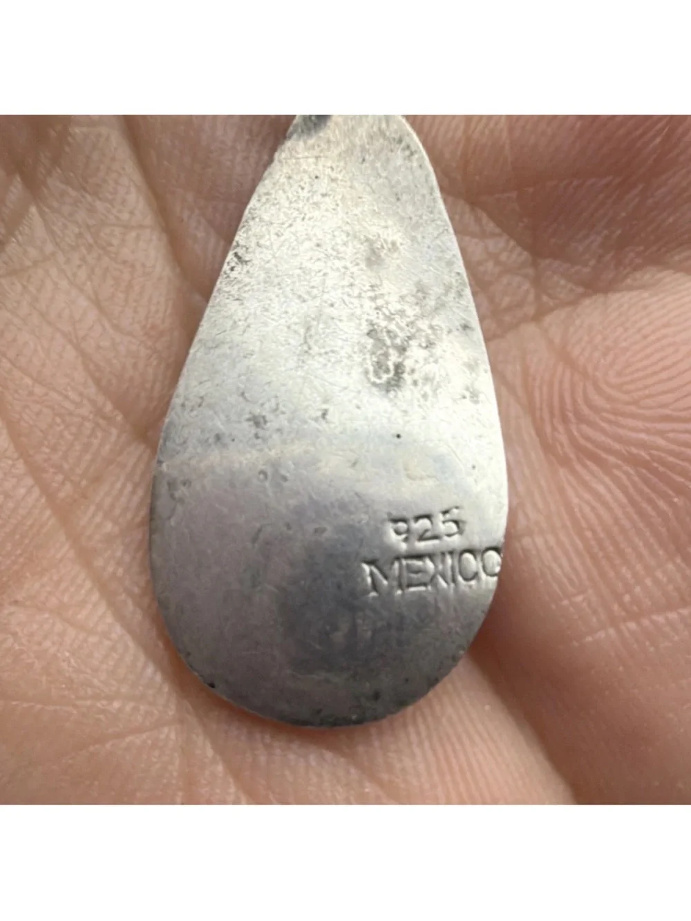 Sterling Silver 925 Teardrop Pendant Mexico Signed No Stone Silver - Picture 3 of 5